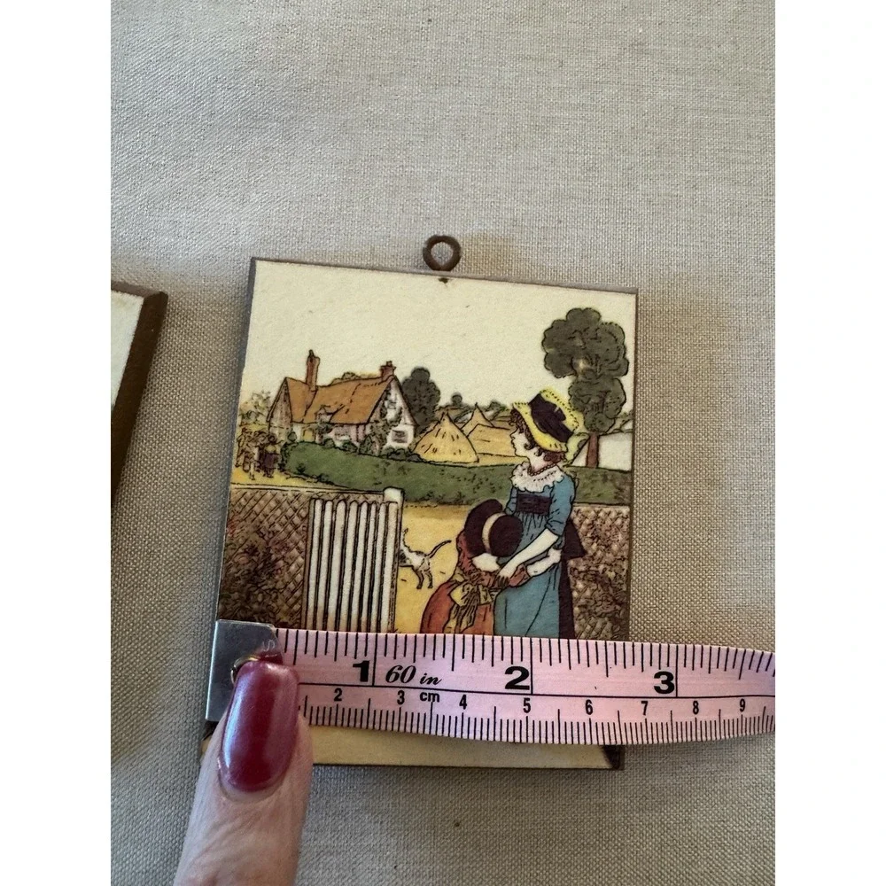 Camille England Vintage Wall Plaques Set Cottage Children Art Prints 3x3.5 Décor